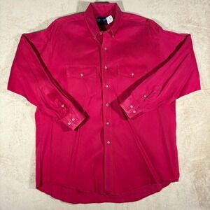 Vintage Wrangler‎ X-Long Tails Men's Size 17 1/2 - 35 XL Red Long Sleeve